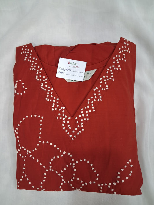 3PC -V Neck - Straight Cut -Orange